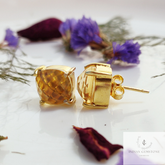 Citrine Stud Earrings, 925 Sterling Silver Stud Earring, Vintage Citrine Gemstone Studs, Promise Studs, Prong Stacking Stud, Engagement Stud